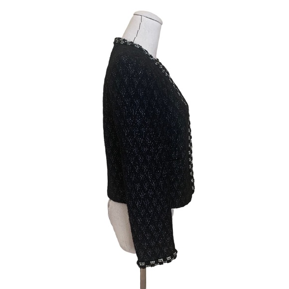 Alice + Olivia Rhinestone Bead Embellished Tweed Evening Party Blazer Jacket - Picture 3 of 12